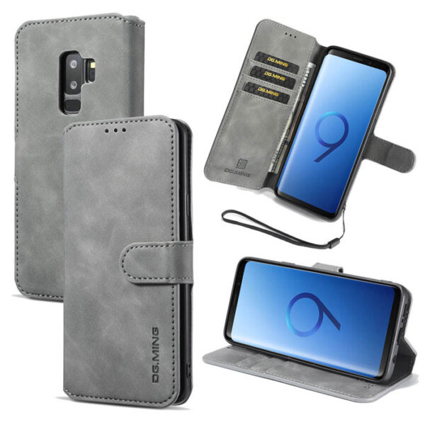 DG.MING Samsung Galaxy S9 Plus Wallet Stand Magnetic Case Gray