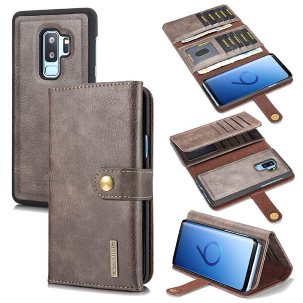 DG.MING Samsung Galaxy S9 Plus Wallet Stand Split Leather Case Gray