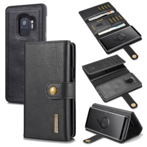 DG.MING Samsung Galaxy S9 Wallet Stand Split Leather Case Black