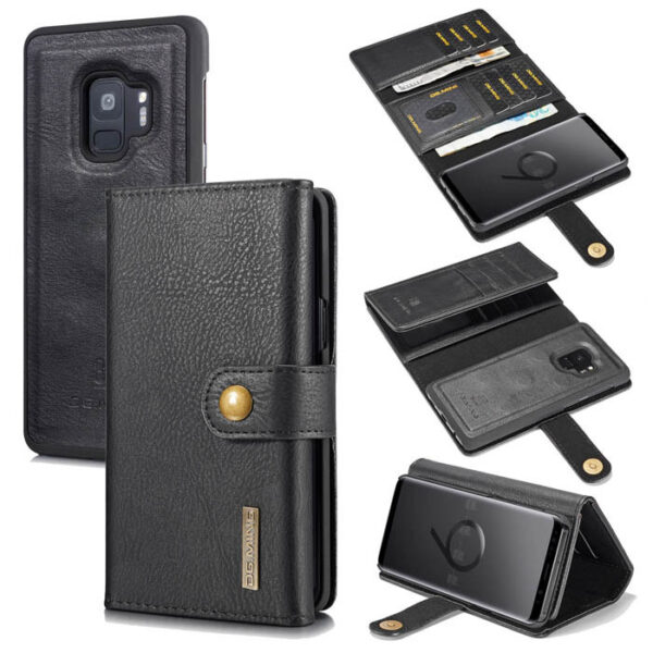 DG.MING Samsung Galaxy S9 Wallet Stand Split Leather Case Black