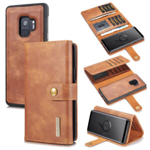 DG.MING Samsung Galaxy S9 Wallet Stand Split Leather Case Brown