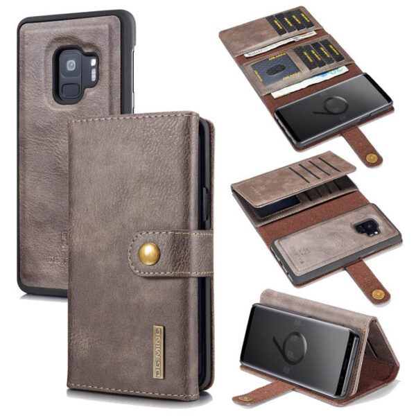 DG.MING Samsung Galaxy S9 Wallet Stand Split Leather Case Gray