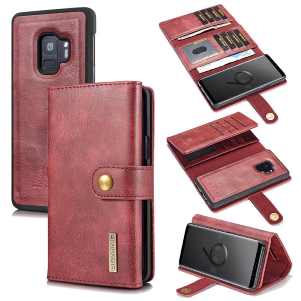 DG.MING Samsung Galaxy S9 Wallet Stand Split Leather Case Red