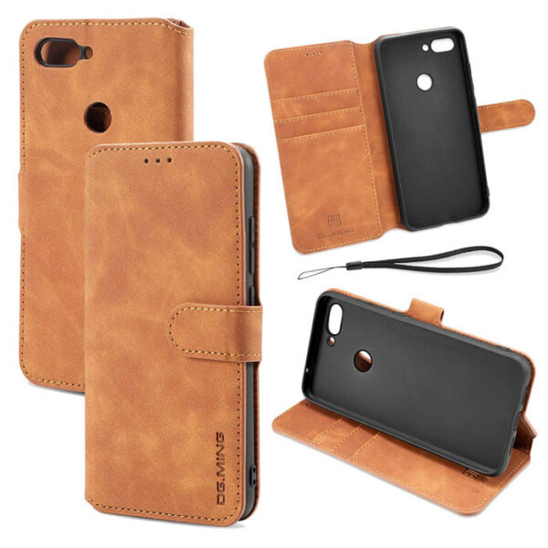 DG.MING Xiaomi Mi 8 Lite Wallet Stand PU Leather Case Brown
