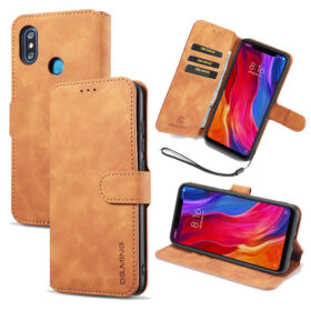 DG.MING Xiaomi Mi 8 Wallet Stand PU Leather Case Brown