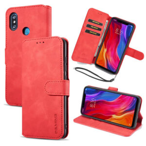 DG.MING Xiaomi Mi 8 Wallet Stand PU Leather Case Red