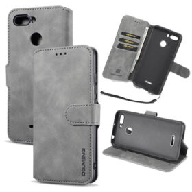 DG.MING Xiaomi Redmi 6 Wallet Stand PU Leather Case Gray