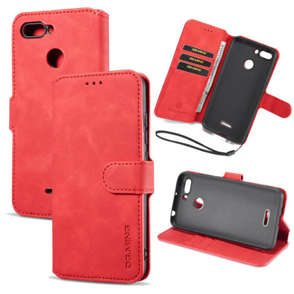 DG.MING Xiaomi Redmi 6 Wallet Stand PU Leather Case Red