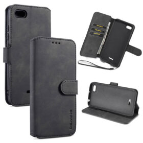 DG.MING Xiaomi Redmi 6A Wallet Stand PU Leather Case Black