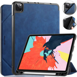 DG.MING Auto Wake/Sleep PU Leather Stand Case Blue For iPad