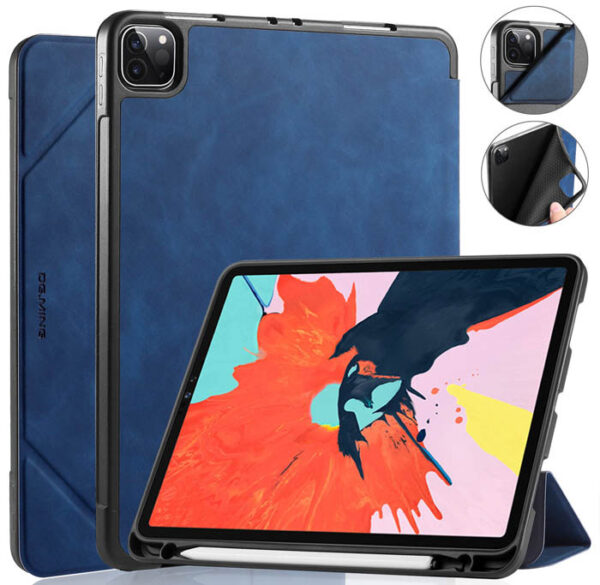 DG.MING Auto Wake/Sleep PU Leather Stand Case Blue For iPad