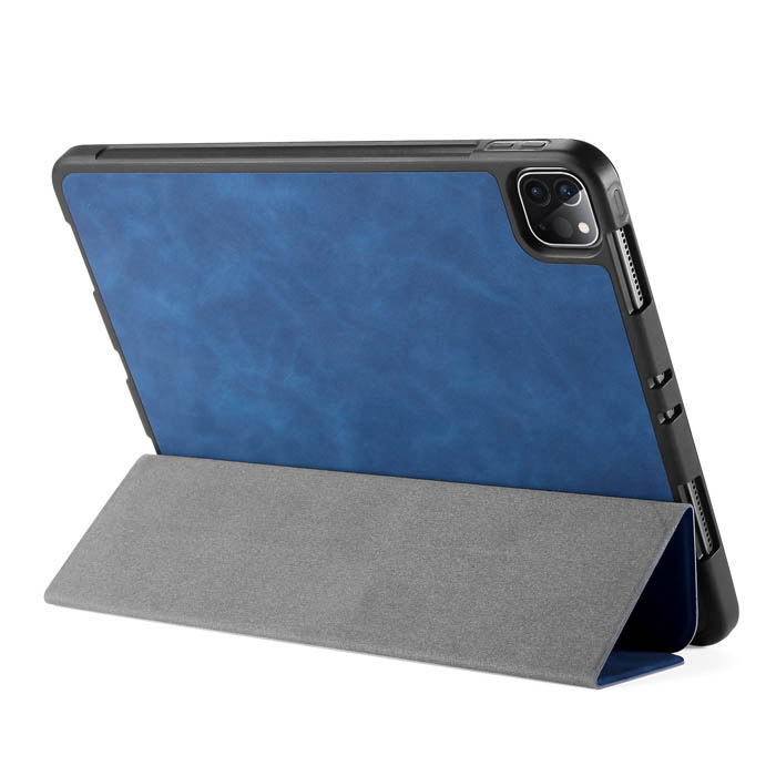 DG.MING Auto Wake/Sleep PU Leather Stand Case Blue For iPad