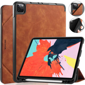 DG.MING Auto Wake/Sleep PU Leather Stand Case Brown For iPad