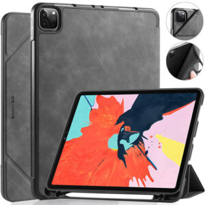 DG.MING Auto Wake/Sleep PU Leather Stand Case Gray For iPad