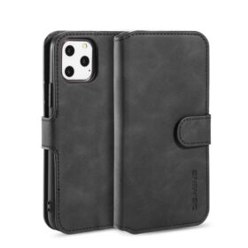DG.MING iPhone 11 Pro Max Retro Wallet Stand PU Leather Case Black