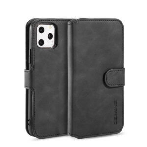 DG.MING iPhone 11 Pro Max Retro Wallet Stand PU Leather Case Black
