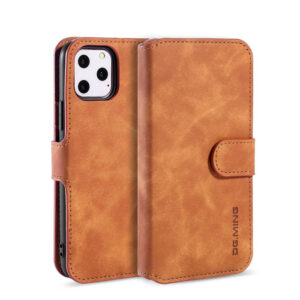 DG.MING iPhone 11 Pro Retro Wallet Stand PU Leather Case Brown