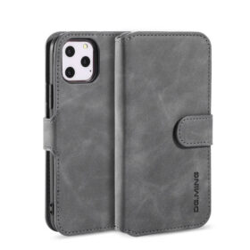 DG.MING iPhone 11 Pro Retro Wallet Stand PU Leather Case Gray