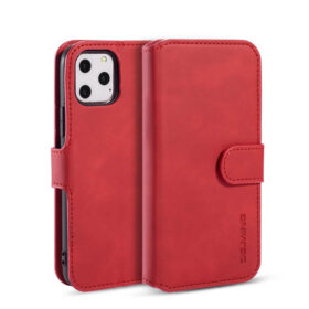 DG.MING iPhone 11 Pro Retro Wallet Stand PU Leather Case Red