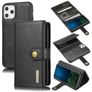 DG.MING iPhone 11 Pro Wallet Stand Detachable 2 in 1 Split Leather Case Black