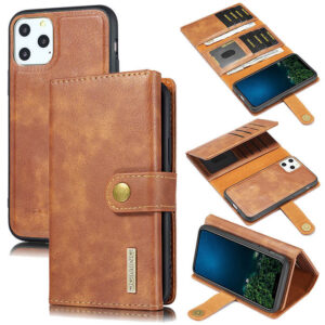 DG.MING iPhone 11 Pro Max Wallet Stand Detachable 2 in 1 Split Leather Case Brown