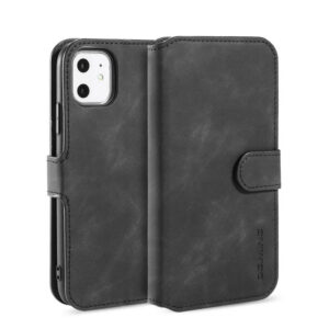 DG.MING iPhone 11 Retro Wallet Stand PU Leather Case Black