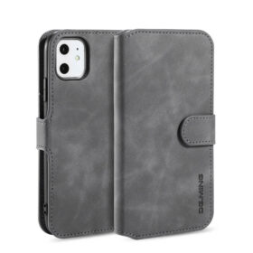 DG.MING iPhone 11 Retro Wallet Stand PU Leather Case Gray