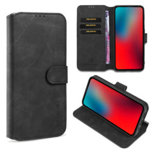 DG.MING iPhone 12 Mini Wallet Stand PU Leather Case Black