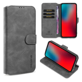 DG.MING iPhone 12 Mini Wallet Stand PU Leather Case Gray