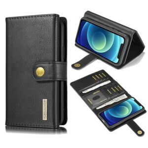DG.MING iPhone 12 Mini Wallet Stand Detachable 2 in 1 Split Leather Case