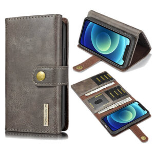 DG.MING iPhone 12 Wallet Stand Detachable 2 in 1 Split Leather Case