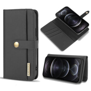 DG.MING iPhone 12 Pro Max Lambskin Style Wallet Magnetic Detachable 2 in 1 Case