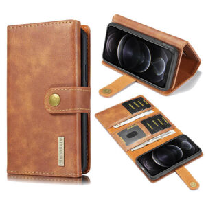 DG.MING iPhone 12 Pro Max Wallet Stand Detachable 2 in 1 Split Leather Case