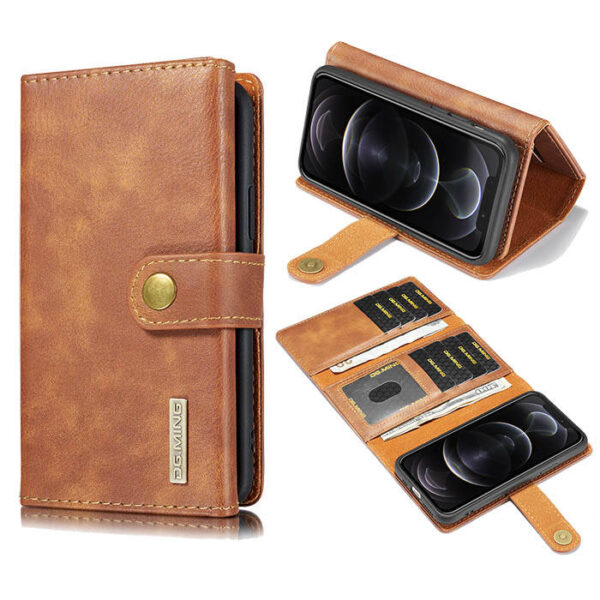 DG.MING iPhone 12 Pro Max Wallet Stand Detachable 2 in 1 Split Leather Case