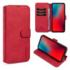 DG.MING iPhone 12 Wallet Stand PU Leather Case Red