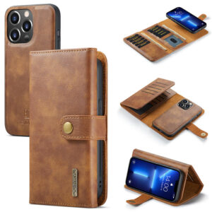 DG.MING iPhone 13 Pro Max Wallet Split Leather Case