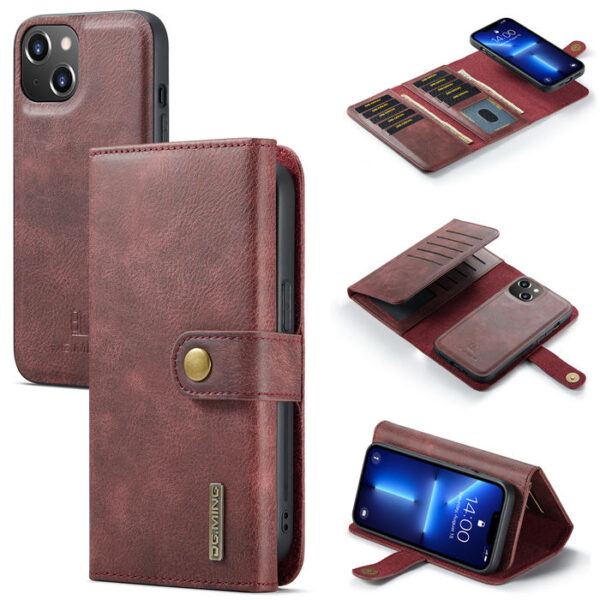 DG.MING iPhone 13 Wallet Split Leather Case