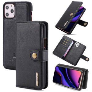 DG.MING iPhone 11 Pro Wallet Magnetic Detachable 2 in 1 Split Leather Case Black