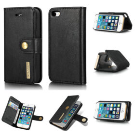 DG.MING iPhone SE/5S Wallet Magnetic Detachable 2 in 1 Split Leather Case Black