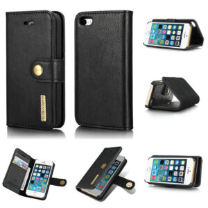 DG.MING iPhone SE/5S Wallet Magnetic Detachable 2 in 1 Split Leather Case Black