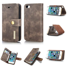 DG.MING iPhone SE/5S Wallet Magnetic Detachable 2 in 1 Split Leather Case Gray