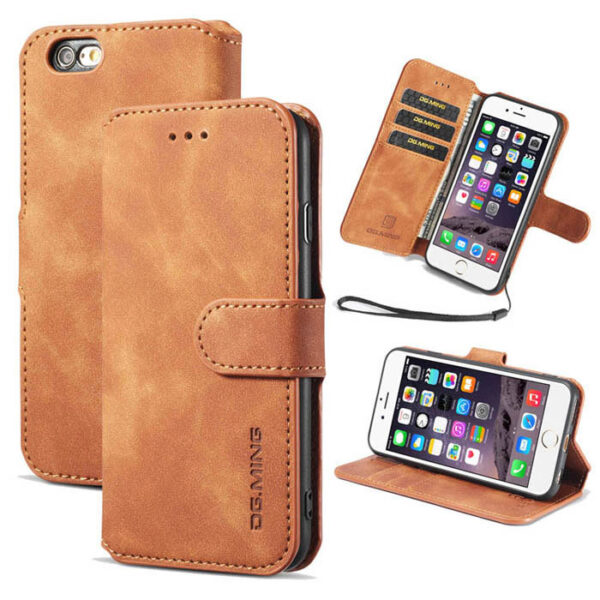 DG.MING iPhone 6/6S Retro Wallet Stand PU Leather Case Brown