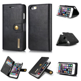 DG.MING iPhone 6/6s Wallet Magnetic Detachable 2 in 1 Split Leather Case Black