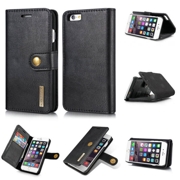 DG.MING iPhone 6/6s Wallet Magnetic Detachable 2 in 1 Split Leather Case Black