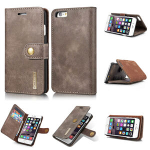DG.MING iPhone 6/6s Wallet Magnetic Detachable 2 in 1 Split Leather Case Gray