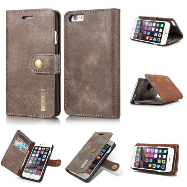 DG.MING iPhone 6/6s Wallet Magnetic Detachable 2 in 1 Split Leather Case Gray