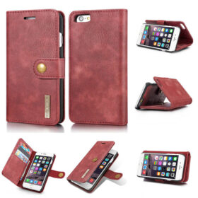 DG.MING iPhone 6/6s Wallet Magnetic Detachable 2 in 1 Split Leather Case Red