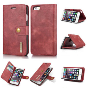 DG.MING iPhone 6/6s Wallet Magnetic Detachable 2 in 1 Split Leather Case Red