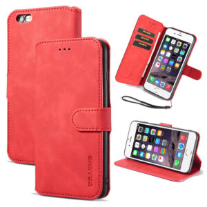 DG.MING iPhone 6 Plus/6S Plus Retro Wallet Stand PU Leather Case Red