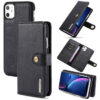 DG.MING iPhone 11 Wallet Magnetic Detachable 2 in 1 Split Leather Case Black